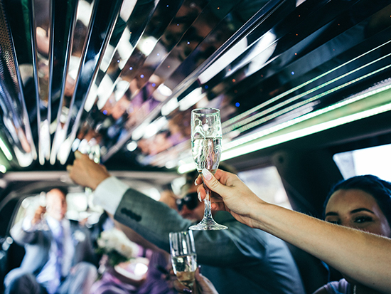 inside a luxury limousine